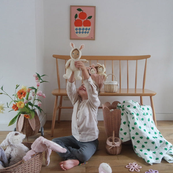 This adorable, huggable plush bunny toy is designed for comfort and endless adventures for your little one. Limited-edition, pocket-sized, and weighted in all the right snuggly places, Bobbin Bunny is the perfect collectable plush toy for every adventure.