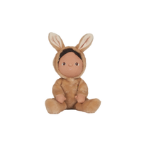 A soft, cuddly plush bunny toy with a latte-colored coat, perfect for small hands and imaginative play. Perfectly weighted and collectable easter-themed plush toy.