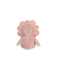 Pink plush toy shaped like a flower on a white background