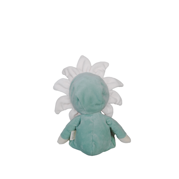 Plush toy resembling a flower with a light blue center on a white background