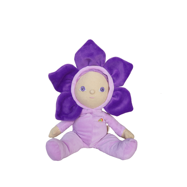 Dinky Dinkums - Violet purple plush flower doll by Dinky Dinkum Dolls with a soft tactile design for imaginative play and cuddles