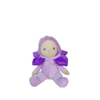 Purple plush toy with a bow on a white background