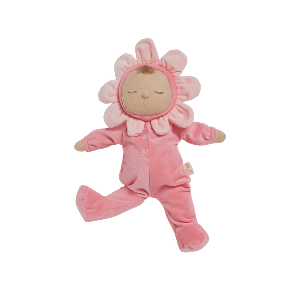 Charming Twinkle Fuchsia Dozy Dinkums plush flower doll by Olli Ella. Ideal for imaginative play and comfort, crafted from durable, child-friendly fabrics.