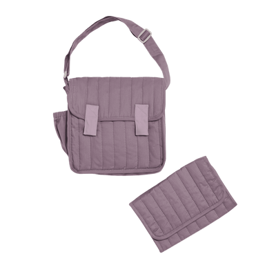 Dinkum Dolls Carrie Convertible Changing Set - Lavender with a quilted changing bag and matching changing mat for imaginative baby doll play