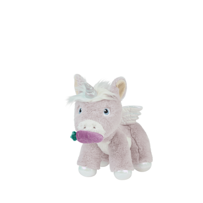 Dinkum Unicorn Carrot - Purple by Dinkum Pets featuring a soft purple unicorn plush toy with white wings and a fluffy mane for imaginative play