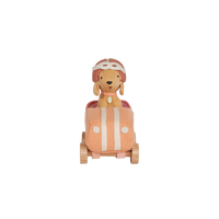 Olli Ella Holdie Dog-Go pink racer car and dog driver front view