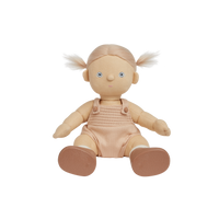 Strawberry blonde haired, posable doll for kids. Snuggle them, dress them up and style their hair. Each Doll comes with its own removable gender-neutral outfit, socks, nappy, and shoes, perfect for interactive doll play.