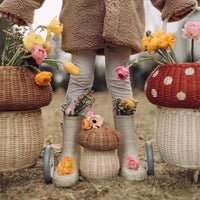 The Porcini Mushroom Basket is handwoven from 100% Rattan. The set includes 1x mushroom basket and six hand-carved coloured pencils. Watch little ones create beautiful art with the easy-hold pencils.