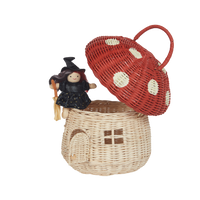 Rattan Mushroom Basket - Red