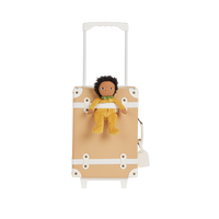 Kids travel suitcase in yellow colour. The perfect kids suitcase for holidays with compartments for dolls and trinkets.