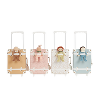 Kids travel suitcase in mushroom print. The perfect kids suitcase for holidays with compartments for dolls and trinkets.