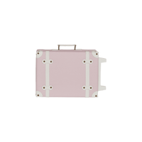 Stylish kids travel suitcase in pink. Perfect for kids' travel, featuring a durable, lightweight build and eco-friendly materials. Made from recycled plastic bottles.
