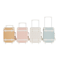 The ultimate kids travel suitcase. Blue suitcase for kids holidays, with straps to carry their favourite doll / toy.