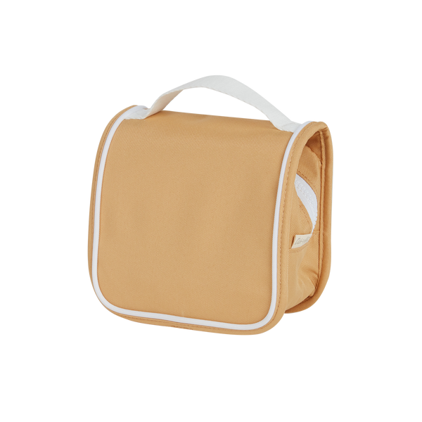 Yellow kids travel toiletry bag. Functional wash bag for kids sleepovers, school camps, daycare and holidays.