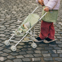 Olli Ella sage green doll pram for kids toys. For use with our posable dinkum dolls and matching changing bag and mat for imaginative doll play.